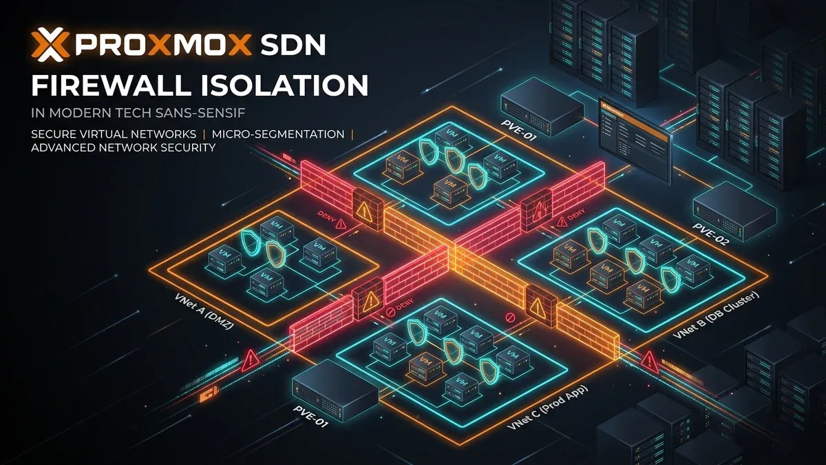 Proxmox VE SDN zones and VNets with layered firewall rules for virtual machine isolation