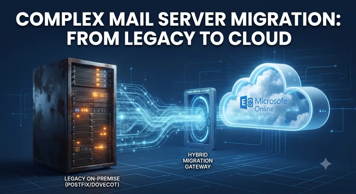 Hybrid Cloud Migration Illustration showing on-premise servers connected to AWS cloud infrastructure