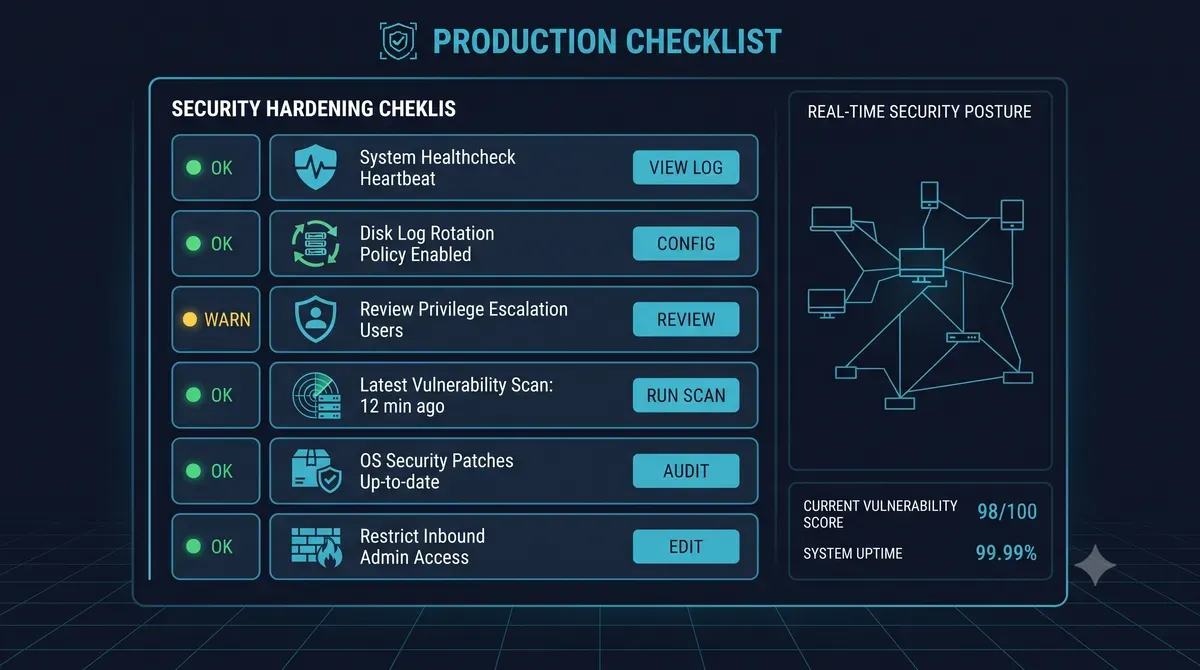 Production hardening checklist for Docker