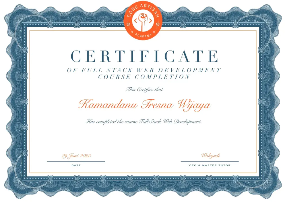 Certificate Full Stack Web Developer